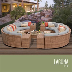tk classics laguna 11-piece patio wicker sectional set 11b in gray