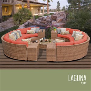 tk classics laguna 11-piece patio wicker sectional set 11b in orange