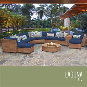 tk classics laguna 11-piece patio wicker sectional set 11c in navy