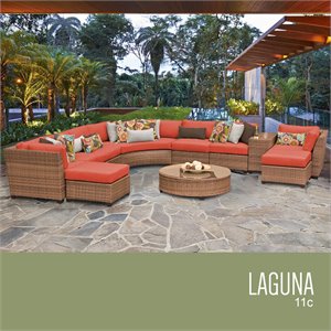 tk classics laguna 11-piece patio wicker sectional set 11c in orange