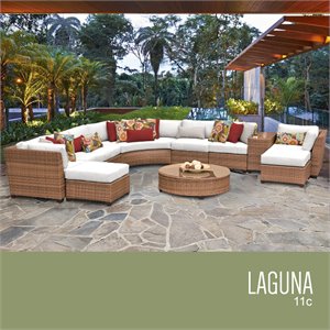 tk classics laguna 11-piece patio wicker sectional set 11c in white