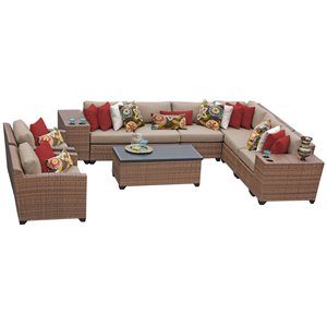 tk classics laguna 11-piece wicker patio sofa set in tan