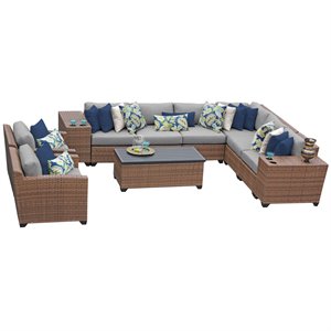tk classics laguna 11-piece wicker patio sofa set in gray
