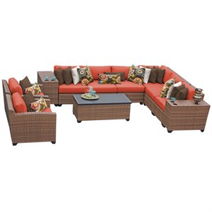tk classics laguna 11-piece patio wicker sofa set in orange