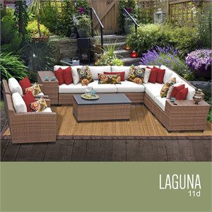 tk classics laguna 11-piece patio wicker sofa set in white