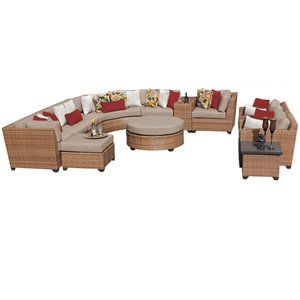 tk classics laguna 12-piece wicker patio sofa set in tan and brown