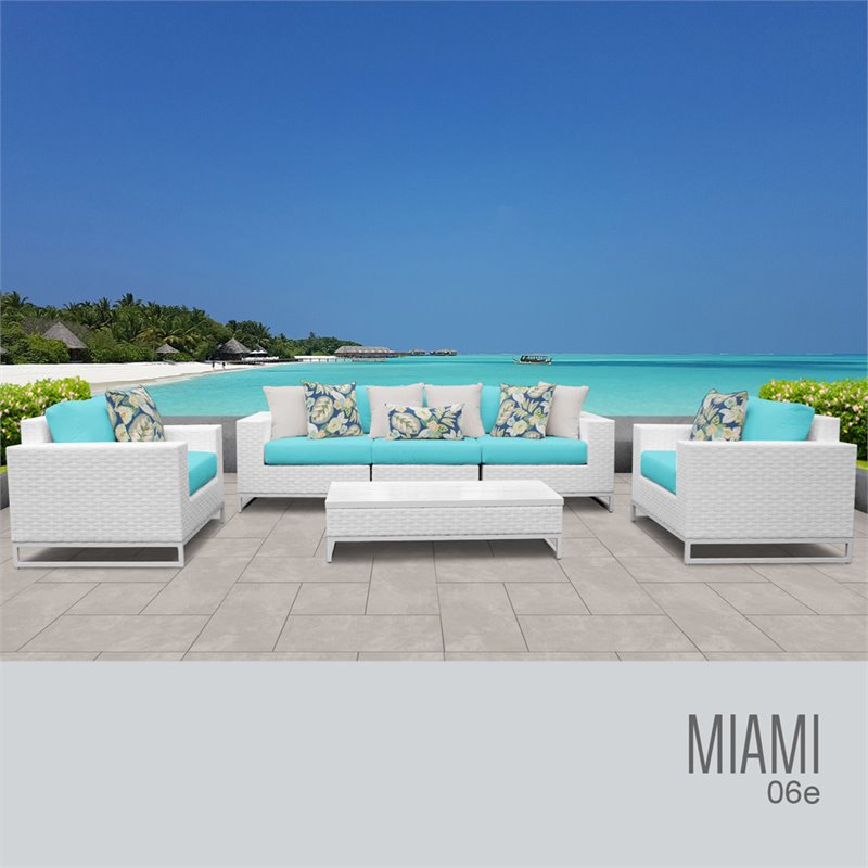 Tkc Miami 6 Piece Patio Wicker Sofa Set In Turquoise 06e Aruba