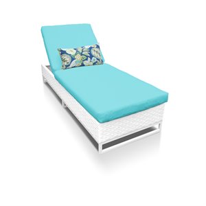 TK Classic Miami Wicker Patio Chaise Lounge in Turquoise