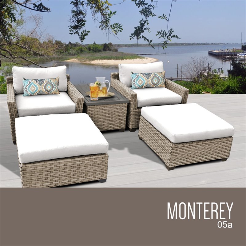 Tkc Monterey 5 Piece Patio Wicker Conversation Set In White Tkc Monterey 5 Piece Patio Wicker Conversation Set In White 05a