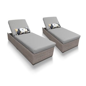 TK Classic Oasis Wicker Adjustable Patio Chaise Lounge (Set of 2)