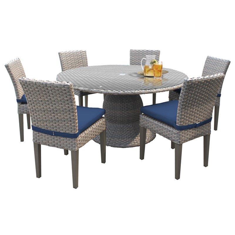 Oasis 60 Round Glass Top Patio Dining, Outdoor Dining Sets For 6 Round Table