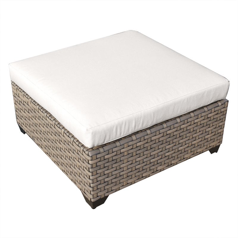 TK Classic Monterey Wicker Patio Square Ottoman In White 791954841695   1723597 L 