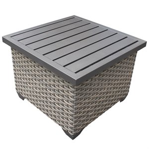 tk classics florence patio wicker end table in gray stone