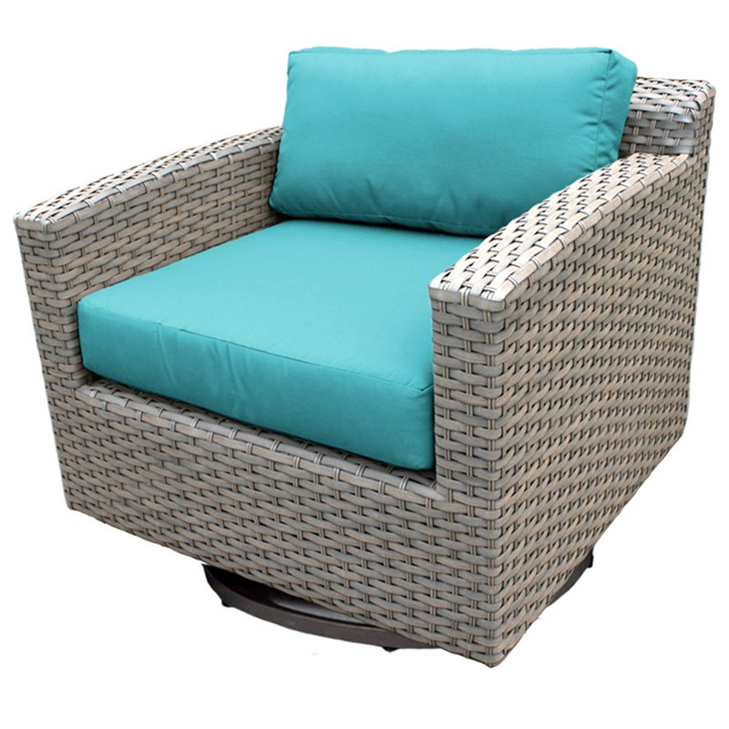 TKC Florence Patio Wicker Swivel Chair in Turquoise eBay