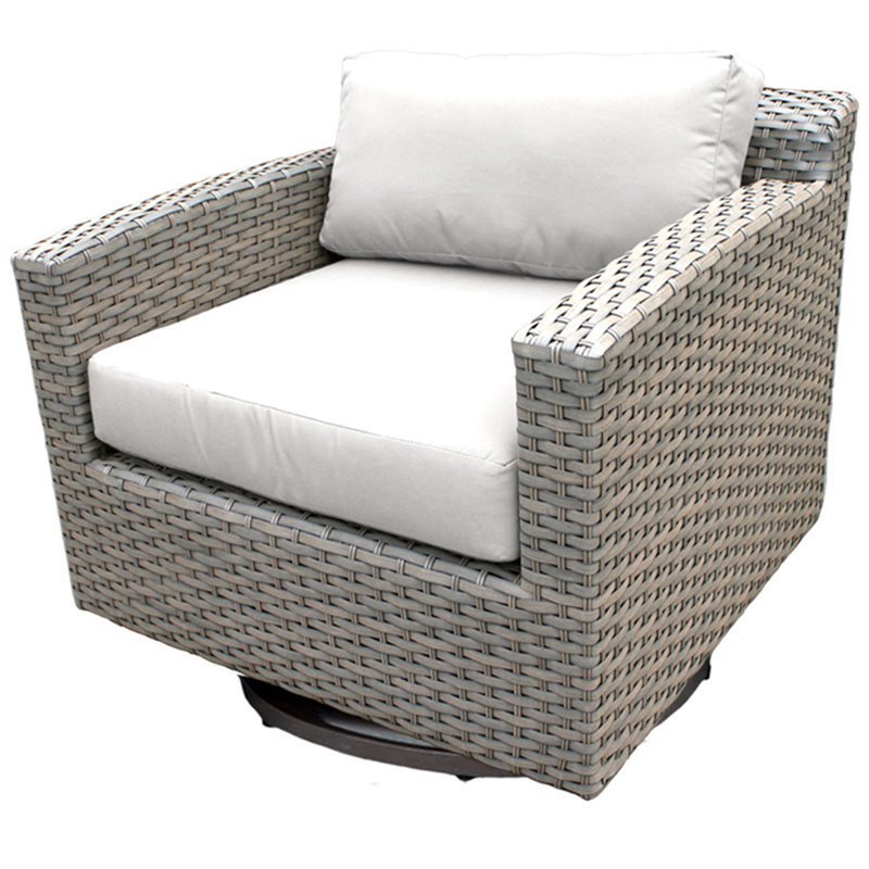 Details About Tk Classic Florence Wicker Patio Swivel Chair In White