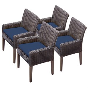 TK Classics Venice Patio Dining Arm Chair in Navy (Set of 4)