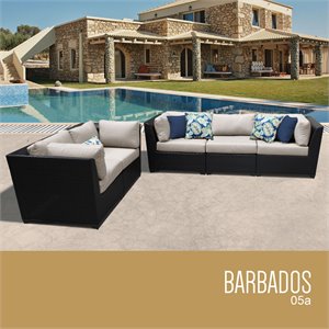 TK Classics Barbados 5-Piece Patio Wicker Sofa Set in Beige