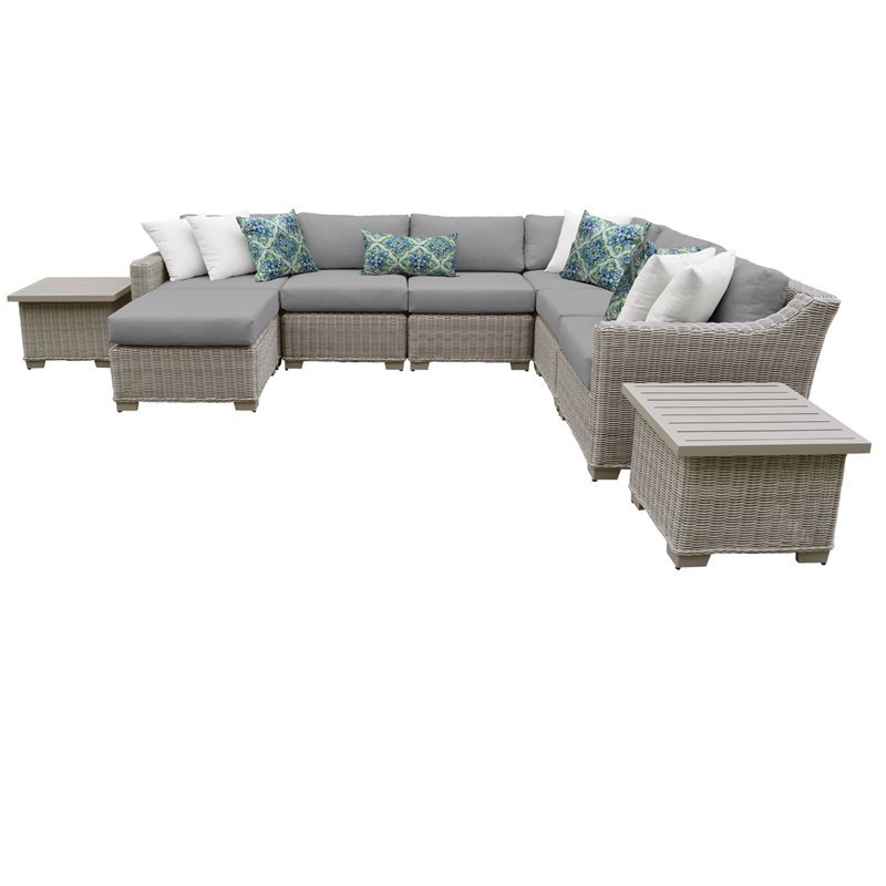 Coast 9 Piece Outdoor Wicker Patio Furniture Set 09c In Grey Cymax Business Coast 9 Piece Outdoor Wicker Patio, 9 Piece Outdoor Furniture