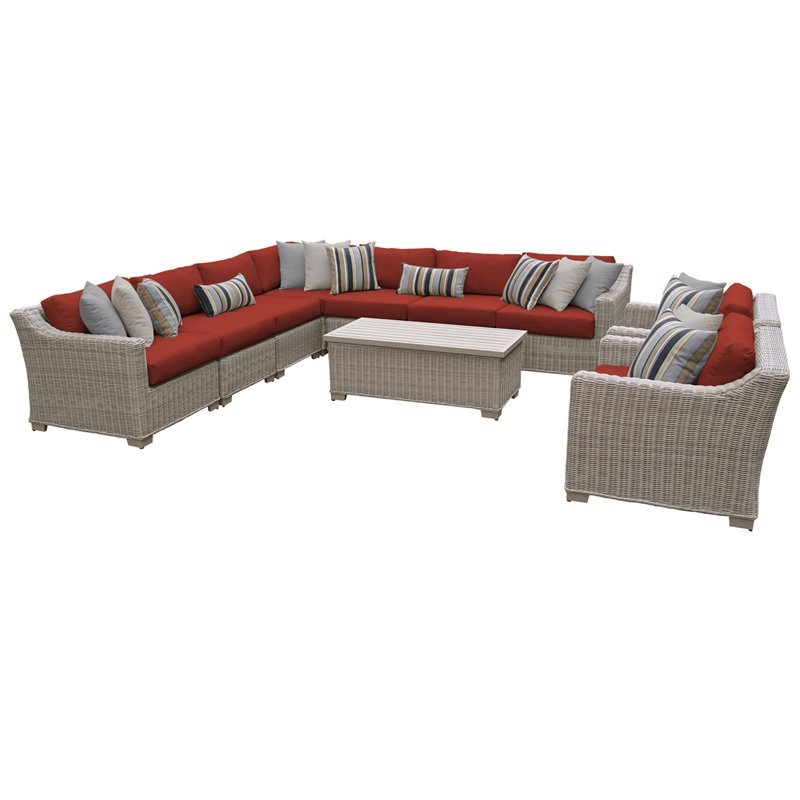 Coast 10 Piece Outdoor Wicker Patio Furniture Set 10a In Terracotta Coast 10a Terracotta