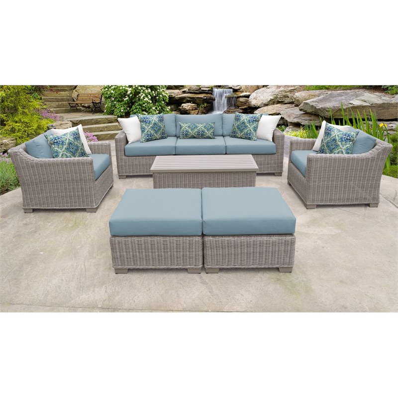 TK Classics Coast 8Piece Outdoor Wicker Patio Furniture Set 08c in Spa