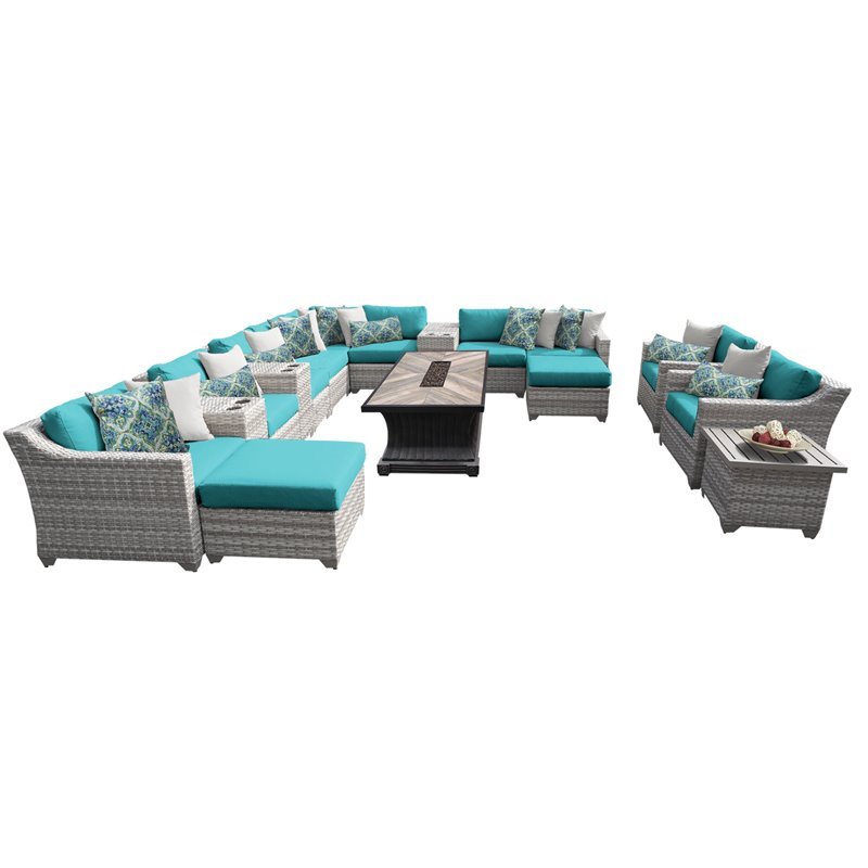 Fairmont 17 Piece Outdoor Wicker Patio Furniture Set 17d In Aruba