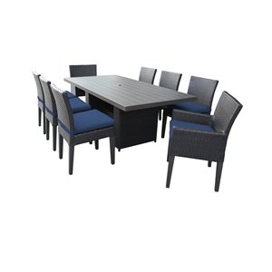 barbados rectangular patio dining table 6 armless chairs 2 arm chairs