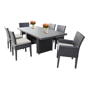 belle rectangular patio dining table w/ 4 armless chairs 2 arm chairs