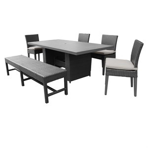 belle rectangular outdoor patio dining table w/ 4 chairs 1 bench