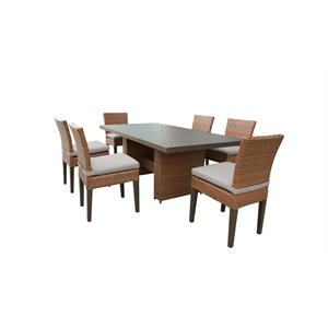 laguna rectangular outdoor patio dining table w/ 6 armless chairs