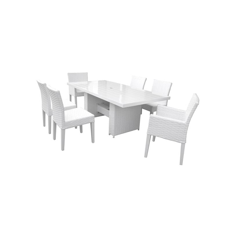 Miami Rectangular Patio Dining Table 4 Armless Chairs 2 Arm Chairs