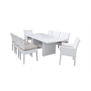 miami rectangular patio dining table 6 armless chairs 2 arm chairs