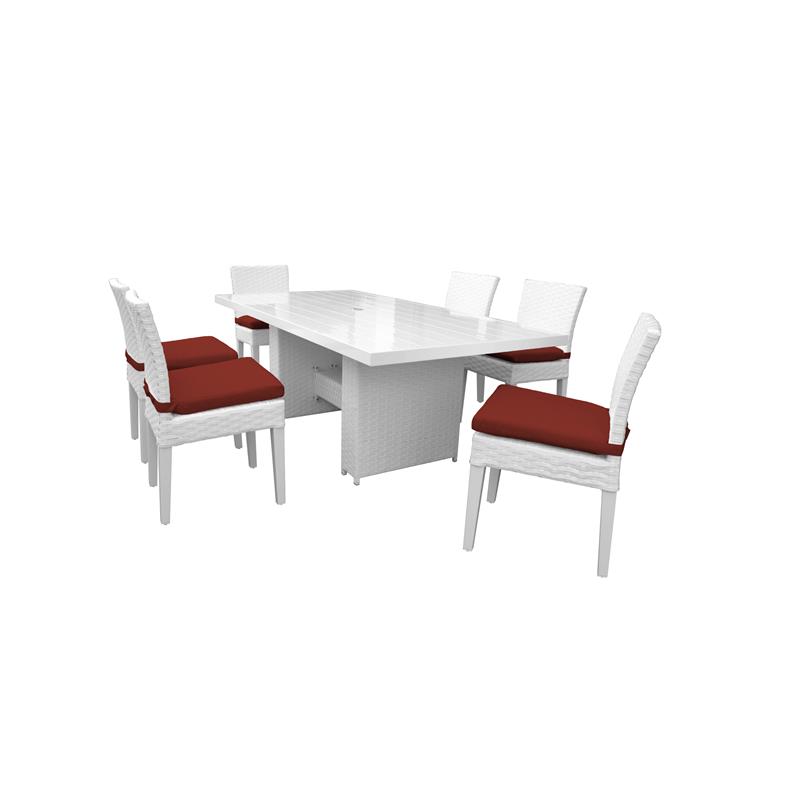 Miami Rectangular Outdoor Patio Dining Table With 6 Armless Chairs