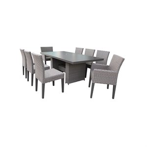 florence rectangular outdoor patio dining table 6 armless chairs and 2 chairs with arms