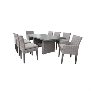 florence rectangular outdoor patio dining table 6 armless chairs and 2 chairs with arms