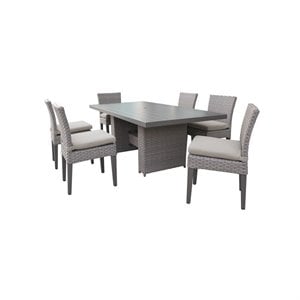 florence rectangular outdoor patio dining table 6 armless chairs