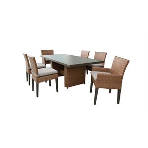 laguna rectangular patio dining table 4 armless chairs 2 arm chairs