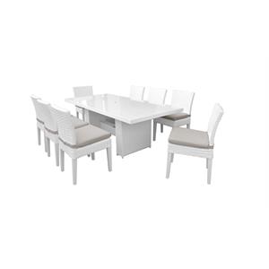 monaco rectangular outdoor patio dining table with 8 armless chairs