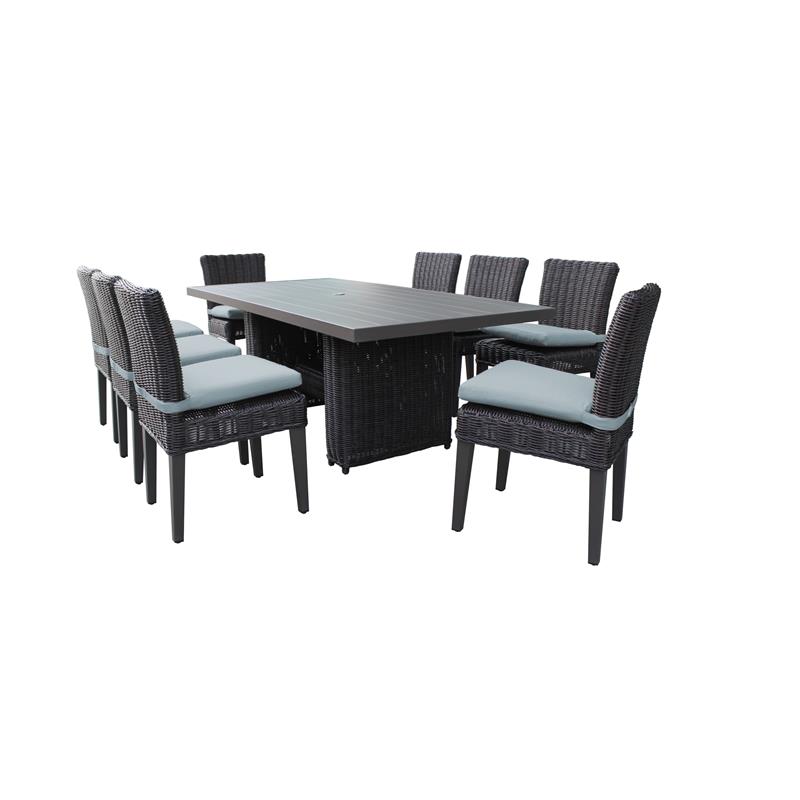 Venice Rectangular Outdoor Patio Dining Table With 8 Armless Chairs In Spa On Homesquare Accuweather - Patio Dining Tables For 8