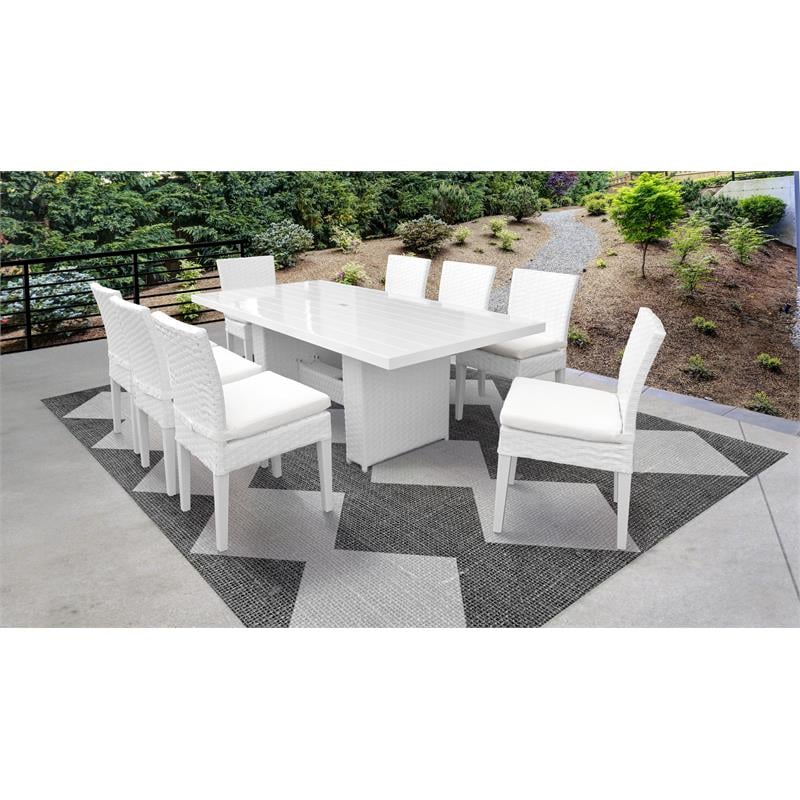 Monaco Patio Dining Table With 8 Armless Chairs And Cushions Monaco Dtrec Kit 8c