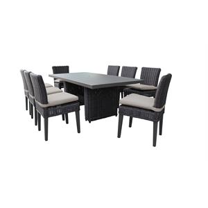 venice rectangular outdoor patio dining table with 8 armless chairs