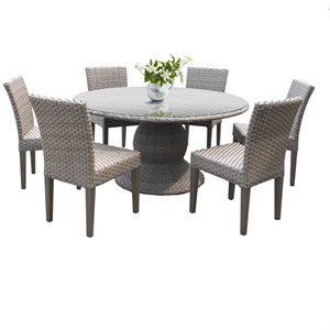 monterey 60 inch outdoor patio dining table with 6 armless chairs
