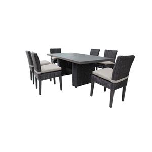 venice rectangular outdoor patio dining table with 6 armless chairs