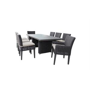 venice rectangular patio dining table 6 armless chairs 2 arm chairs