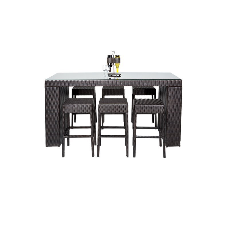 Barbados Bar Table Set Backless Barstools 7 Piece Patio Furniture