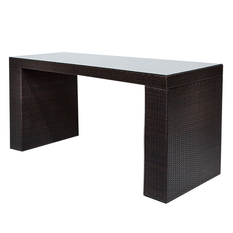 Barbados Bar Table Outdoor Wicker Patio Furniture in Espresso