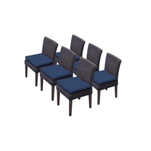 tk classics venice armless dining chair with cushion in navy (set of 6)
