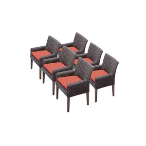 tk classics venice dining chair with arms with cushion in tangerine (set of 6)
