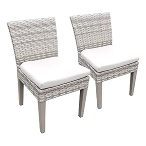 2 fairmont wicker / rattan armless dining chairs in sail white