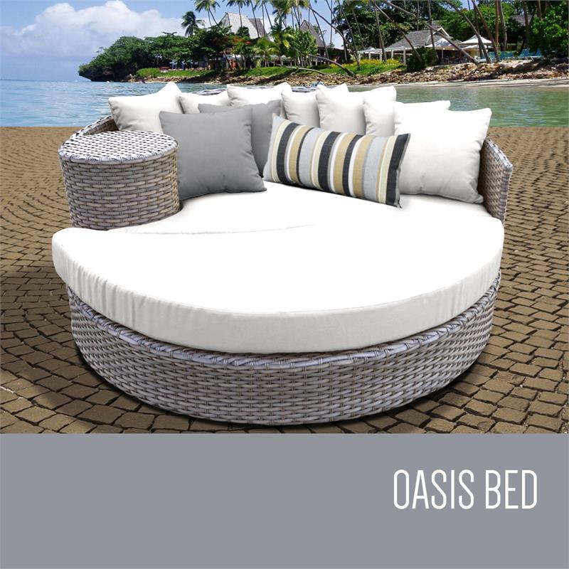 Monterey Circular Sun Bed Outdoor Wicker Patio Furniture In Sail White Monterey Sun Bed White