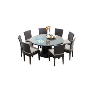 belle 60 inch outdoor patio dining table with 8 armless chairs